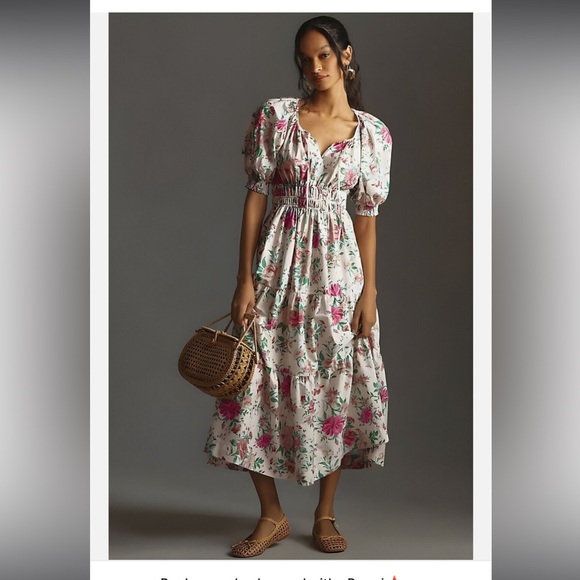 Anthropologie Dresses & Skirts - NWT Anthropologie The Somerset Maxi Floral White Smocked Puff-Sleeve Dress SP